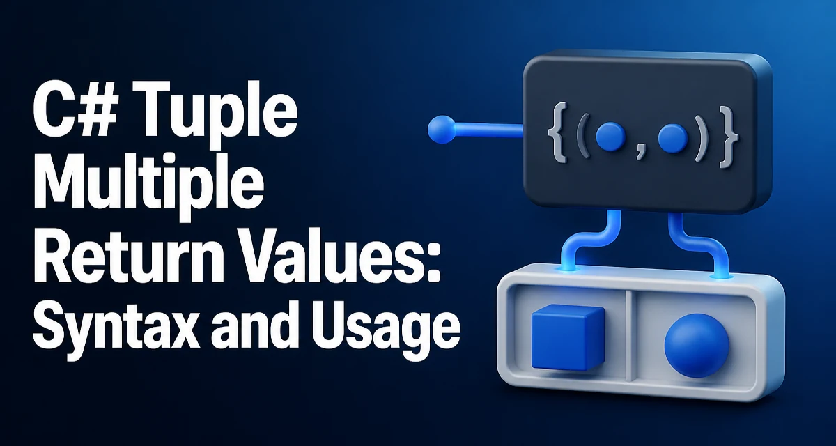A C# method returning a tuple with two named values, illustrating multiple return values.