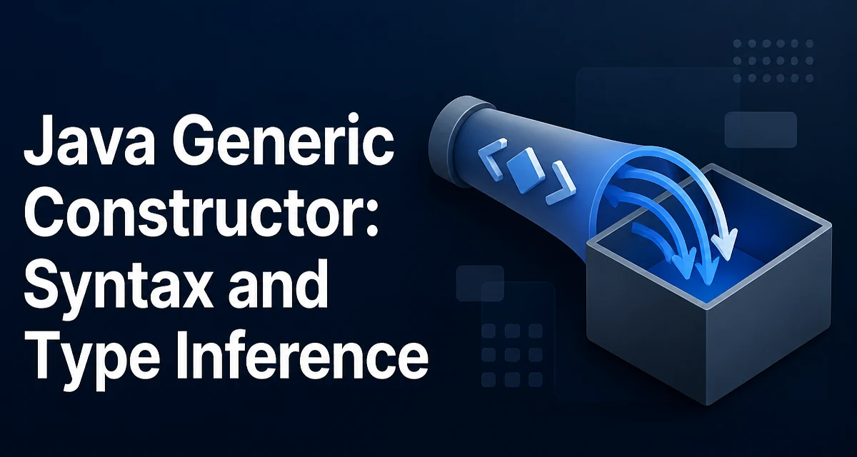 Diagram showing a Java constructor with type parameters and type inference arrows flowing into a generic box.