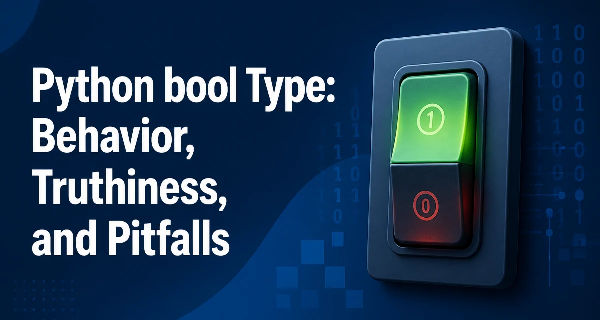 An illustration of Python's boolean type showing True and False as integer-like values with a truthiness scale.