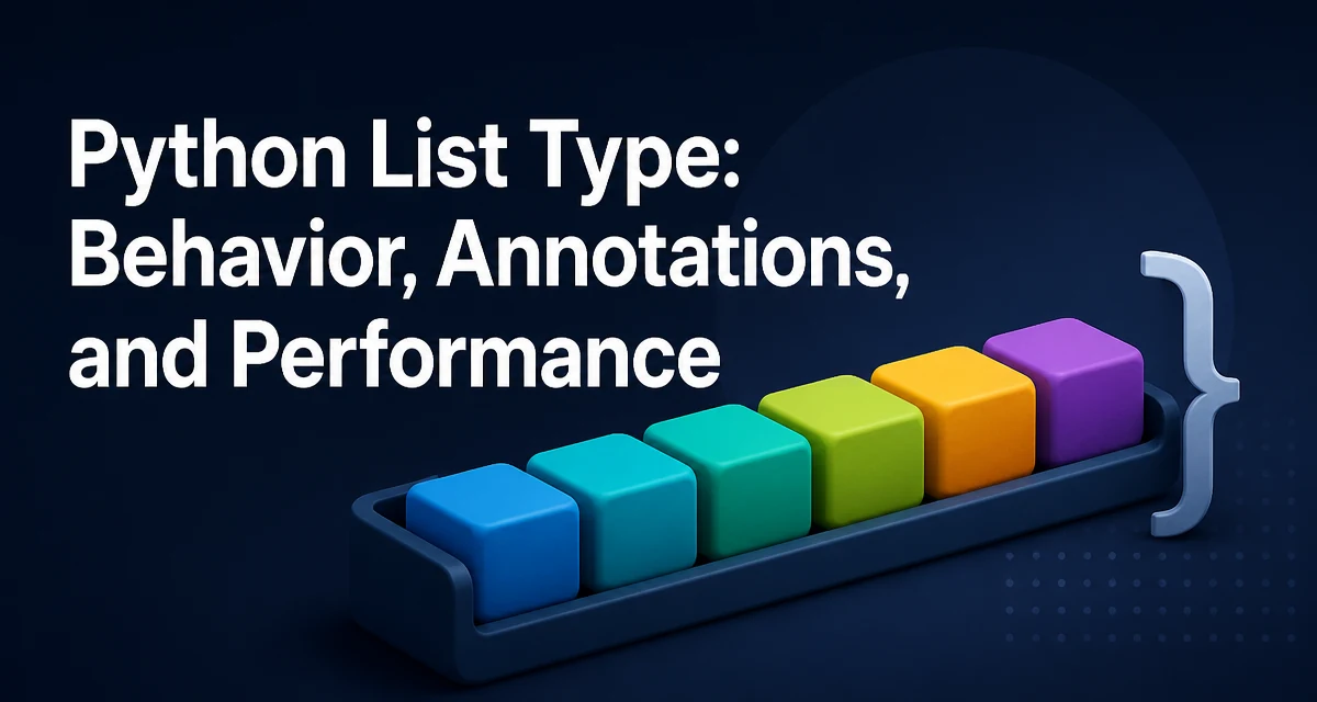 Illustration of a Python list as an ordered mutable sequence of mixed-type elements with type annotation brackets.