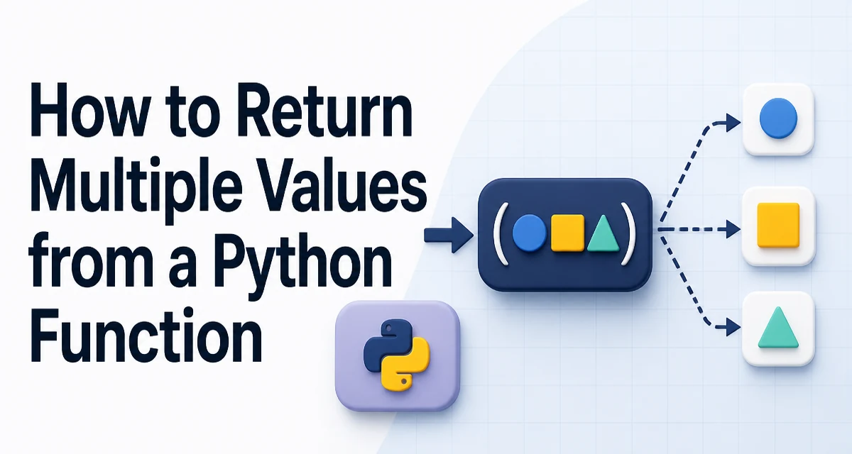 Illustration of a Python function returning multiple values as a tuple being unpacked into separate variables.